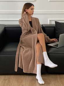 DAZY Faux Fur Plush Robe, Loose Fit Loungewear For Winter, For Fall Winter Fluffy, Cozy Outfit