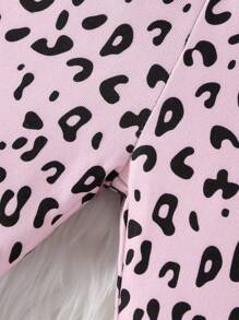 Girls' Simple Pink Leopard Print Long Comfortable Leggings, Casual - Multicolor - View 4