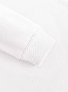 INAWLY Pink Letter & Bow Print Cute Pullover Sweatshirt - White - View 4