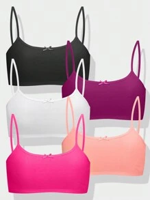 5 件装 Tween Girls 纯色舒适休闲吊带背心内衣