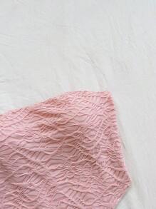 Soleia Parte superior de tubo con textura y bajo asimétrico de unicolor para mujer, verano - Rosa - Ver 5