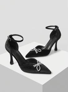 MOTF PREMIUM 2024 POINTED TOE HIGH HEELS SHOES WITH CRYSTAL BOW ACCENT FOR WOMEN