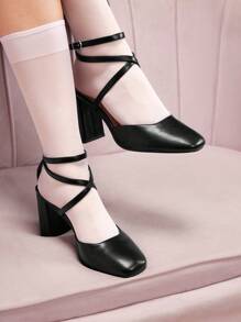 CUCCOO DOLLMOD Black Mary Jane High Heel Shoes, Fashionable Ankle Strap, Suitable For Commuting, Dating, Party, Holiday And Casual Wear Fall