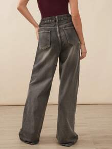 WESTFADE 优质棉质宽松 Y2K 阔腿牛仔裤