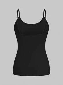 SHEIN EZwear 2 Stücke Damen Schwarzes und Weißes Elastisches Lässiges Fleece Cami-Top, Geeignet für Herbst und Winter - Verschiedenfarbig - Übersicht 7