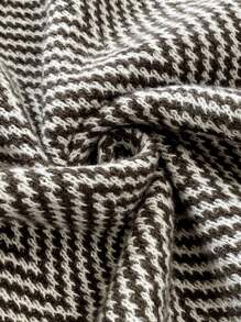 SHEIN LUNE Plus Size Casual Diamond Pattern Stripe Pattern Loose Versatile Autumn Cardigan Without Buttonsbusiness Casual Woman, Holiday Outfits, Country Tops, For Winter - Coffee Brown - View 7