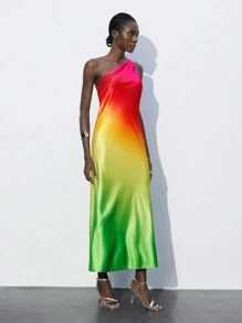 Maija 女士渐变色花卉印花无袖连衣裙，优雅时尚 - 彩色 - 查看 6