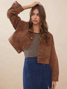 WESTFADE Premium Denim Washed 100% Cotton Jacket - Brown - View 7