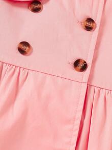 1pc Toddler Girls Floral Lined Wind Resistant Jacket, Fall & Winter - Pink - View 5