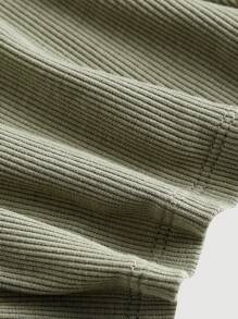 SHEIN MOD Canotta senza maniche con fiocco e orlo arricciato, verde militare, taglie forti - Verde militare - Visualizzare 3