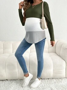 SHEIN 孕妇休闲哺乳，休闲哺乳上衣 - 軍綠色 - 查看 5