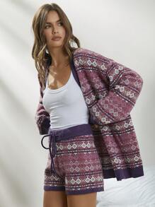 WESTFADE Quần short len dệt kim Fair Isle - Nhiều màu - Xem 2