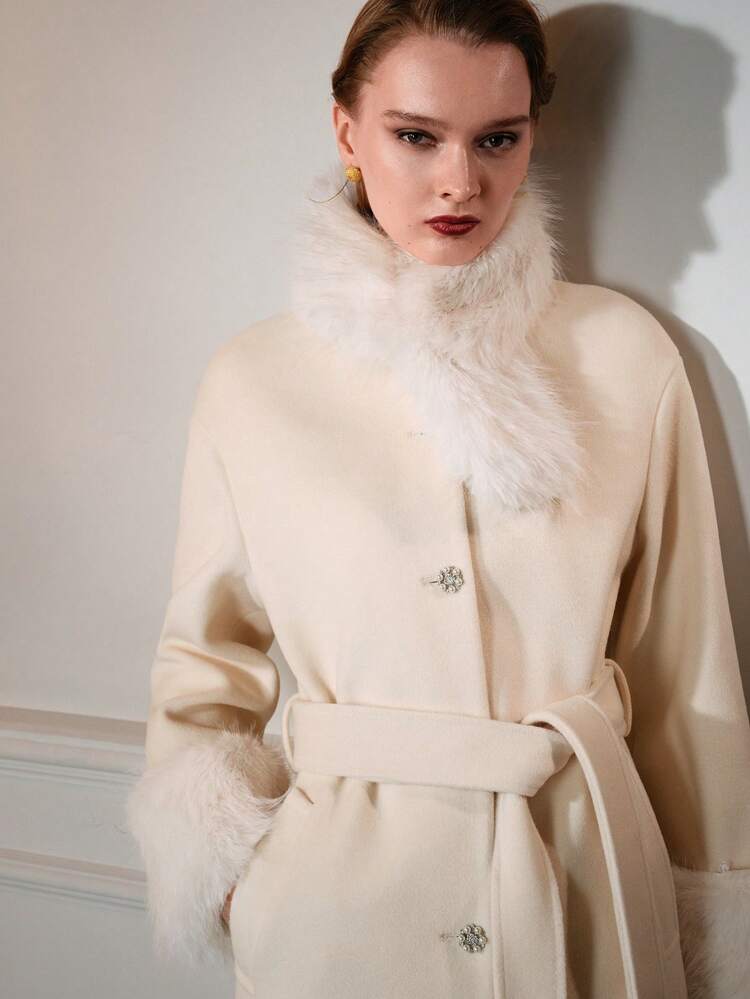The Great Gatsby x MOTF WOOL FLUFFY PANEL BELTED OVERCOAT