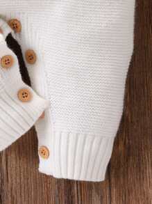Pasgeboren babymeisjes romperset, modieuze eenvoudige lettergeborduurde trui met lange mouwen en lange broek, zachte gebreide jumpsuit