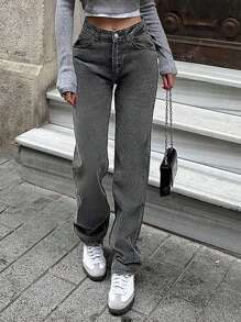Jeans rectos y holgados de corte retro para mujeres