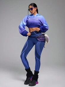 Innovista Moletons esportivos casuais com estampa ombré azul feminino, moletom leve, moletons de outono, moletom curto, ao ar livre, moletom curto, acampamento ao ar livre, tops femininos de treino, roupa feminina de outono e inverno, manga comprida azul