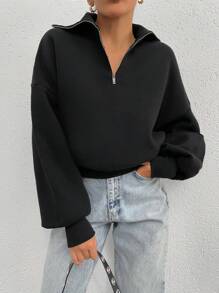 RueChic Oversized sweatshirt met ritsprint en kraag van 100% katoen