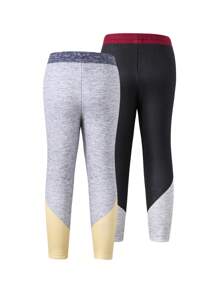 Combo 2 quần legging lót nhiệt cho bé gái, màu xám/đen và xám/vàng - Nhiều màu - Xem 2