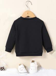 Infant Toddler Girls Cute Graphic Print Crew Neck Sweatshirt, Family Matching Outfits (4 Pieces Sold Separately) - Black - View 2