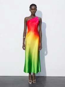 Maija 女士渐变色花卉印花无袖连衣裙，优雅时尚 - 彩色 - 查看 4