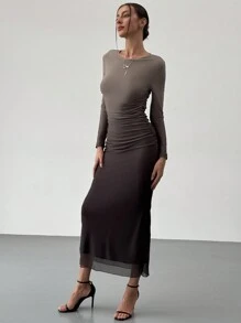 Aloruh Đầm ôm body lưới chuyển màu phong cách Mỹ - Nhiều màu - Xem 5