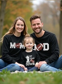 Infant Toddler Girls Cute Graphic Print Crew Neck Sweatshirt, Family Matching Outfits (4 Pieces Sold Separately) - Black - View 3