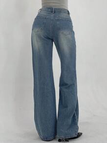 DAZY Women's Casual Flared Pockets Denim Jeans - Medium Wash - View 5