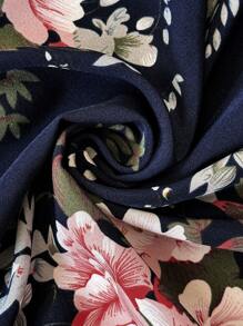EMERY ROSE Camisa de talla grande con estampado floral todo sobre para otoño, top con volante