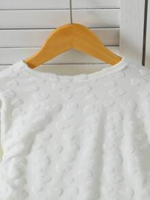 2pcs Tween Girls Simple Solid Color Jacquard Fabric Loungewear Set - Long Sleeve Top And Pants, Casual And Comfortable - White - View 7