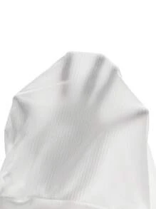 SHEIN Unity Women's Wide Waistband Ribbed Shorts, Shorts As Bottoming - White - View 7