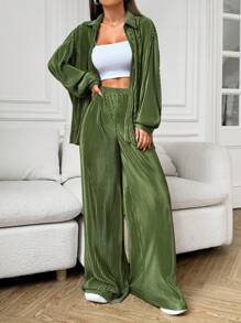 Comfortcana 绿色编织女式休闲套装 - 綠色 - 查看 10