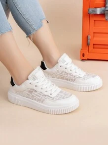 Giày thể thao chạy bộ ngoài trời đơn giản thời trang mới nhất 2024 dành cho bé gái và bé trai tuổi teen, thiết kế nhẹ - trắng - Xem 2