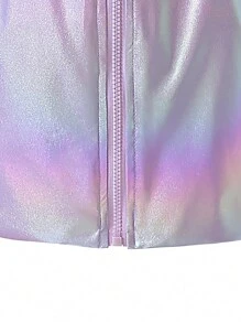 Teen Girl Hooded Padded Jacket, Colorful Fabric, Casual Street Style, Autumn/Winter - Purple - View 4