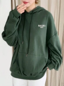 DAZY Women Animal Pattern Print Oversized Hooded Sweatshirt,Fall Clothes