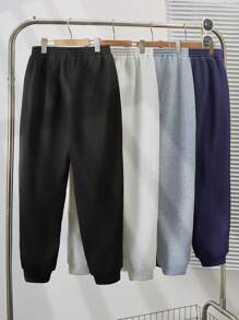 Teen Boy 4pcs Loose Fit Casual Sweatpants, Comfortable Chic Autumn/Winter - Dark Grey - View 2