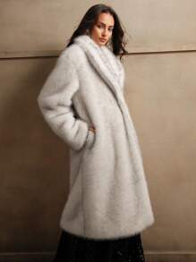 Anewsta Thickened Fluffy Long Fluffy Coat For Women - Beige - View 4