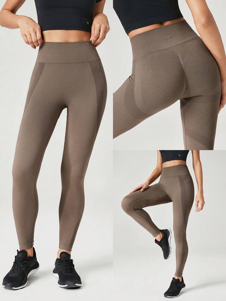 24" Seamless High-Waist Perforated Leggings Medium Impact Gym Workout