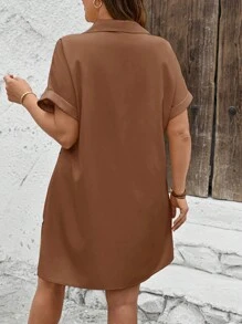 SHEIN LUNE Vestido midi casual con botones y estampado de retratos para mujeres de talla grande, para el verano