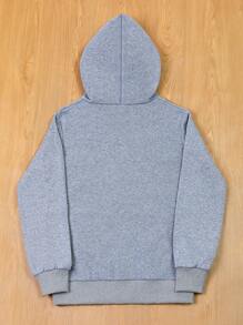 SHEIN 青少年男孩 Y2K 风格连帽运动衫，字母印花运动衫