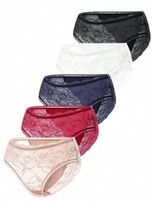 5pcs/Pack Lace Patchwork Women's Underwear Briefs - Multicolor - View 7