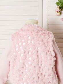 SHEIN 2 pièces/Ensemble Veste à capuche zippée avec imprimé cœur mignon pour filles et robe longue en patchwork doux - Rose bonbon - Voir 6