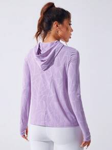 Sovereign Charm Basic Drawstring Hooded Yoga Long Sleeve Sweatshirt - Dusty Purple - View 2