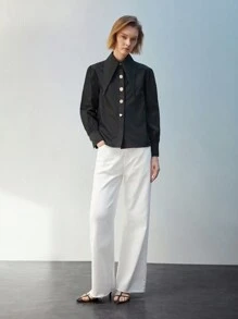 Maija Solid Button Front Shirt