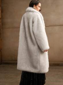 Anewsta Thickened Fluffy Long Fluffy Coat For Women - Beige - View 2