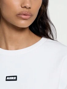 AiiRZ Logo Detail Drop Shoulder Short Sleeve Crop T-Shirt - White - View 4