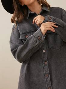 WESTFADE Premium Denim Oversized Washed Cotton Shacket