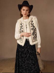 MOTF PREMIUM CHALECO ESPONJOSO CON ESTAMPADO DE CACHEMIRA - Multicolor - Ver 8