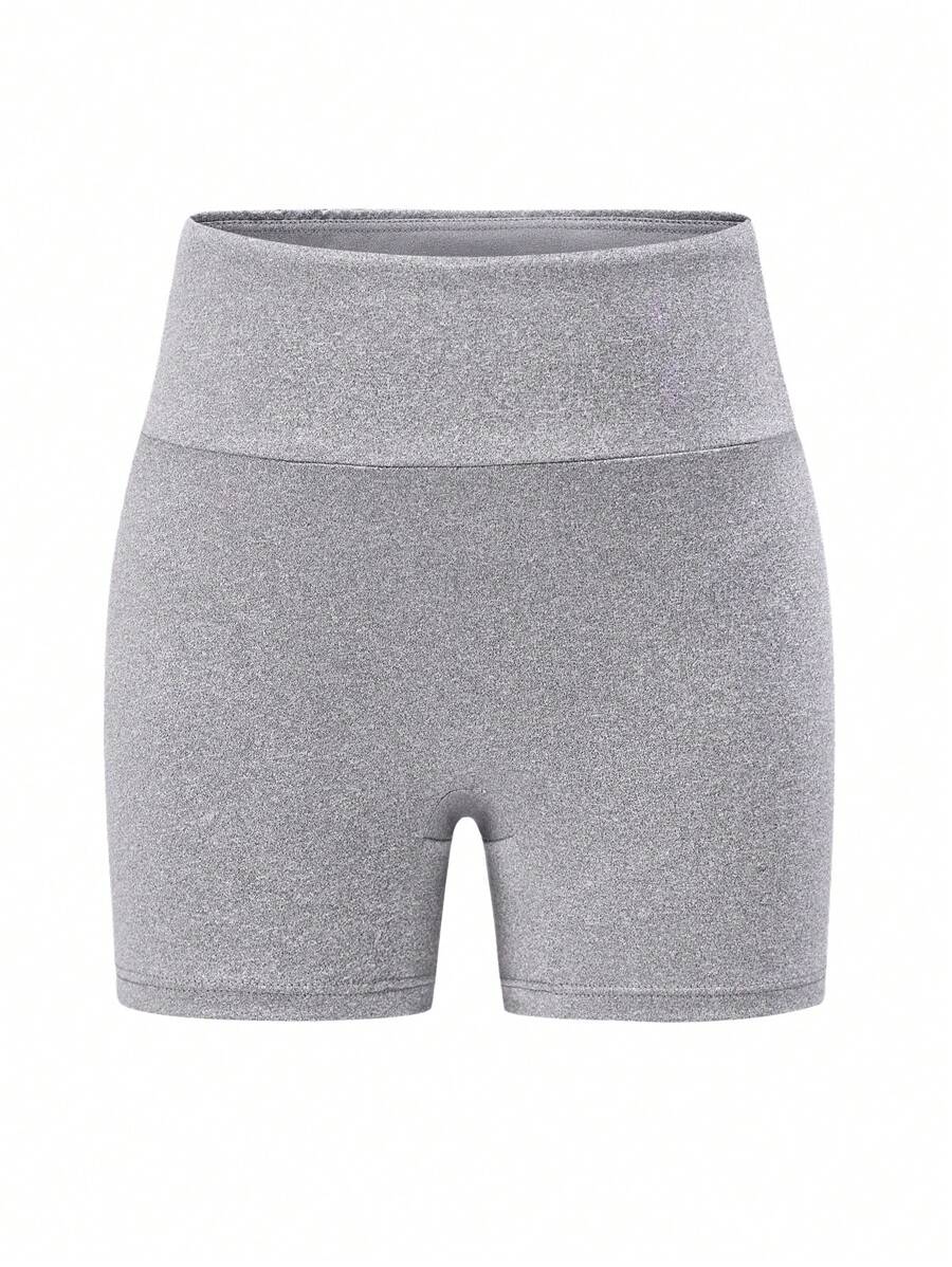 SHEIN Tween 女童运动服 灰色 瑜伽/健身/跑步/骑行 透气 弹性 舒适 贴肤 短裙 带侧袋