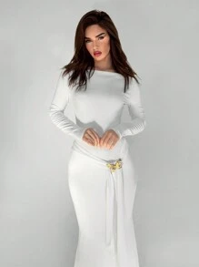 Aloruh Elegant Off-Shoulder Metallic Bow Embellished Dress For Women Halloween Women Dress Women Costumes Elegant Women Dresses Dress With Sleeves Formal Gown Fall S Christmas Women Dress Long Fall Dress Thanksgiving Dress Dark Blue Dress Fall Women OutfitsHollowed Costumes Thanksgiving Women Outfit Women Dresses Business Casual Women Winter Clothes Winter Women Dress Black Homecoming Dress Elegant Dress Christmas Women Dress Elegant Women Dresses Sexy Dress Cat Woman Costume Fall Women Clothes Dress Mermaid Costume Fairy Costume Dress Sexy Black ,White Graduation Dress - White - View 3