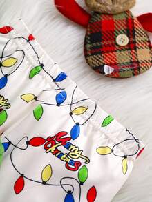 2 件装小男孩简约彩色巫师图案紧身长袖上衣和裤子睡衣套装 - 軍綠色 - 查看 4